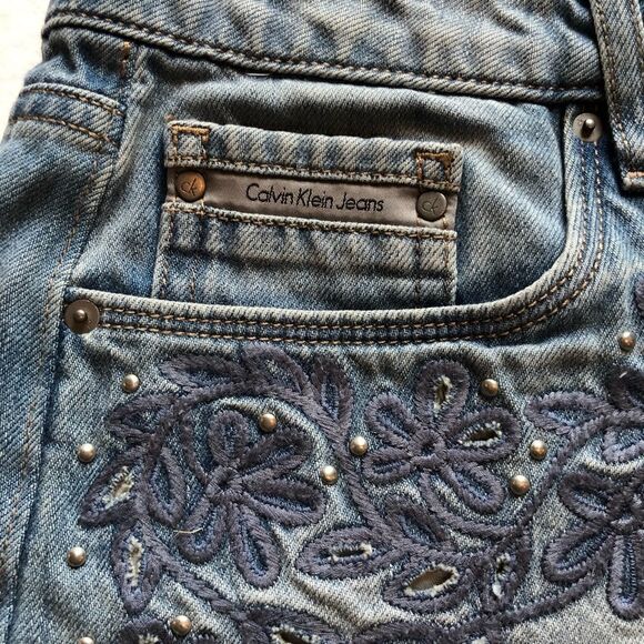 Calvin Klein Jean Shorts Cut Off faded blue Size 28 - Picture 9 of 10